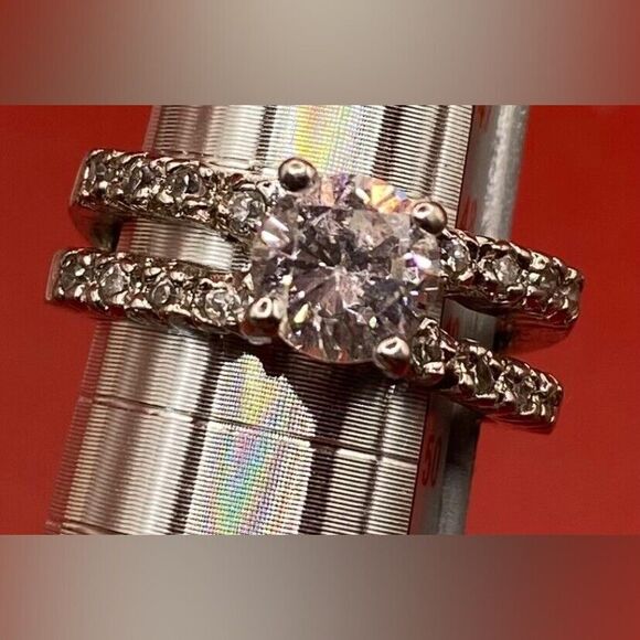 Vintage Women’s Ring Silver Tone CZ Engagement Size 5 - Picture 1 of 2